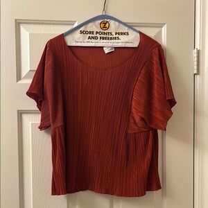 Madewell Red Flutter Sleeve Ribbed Blouse